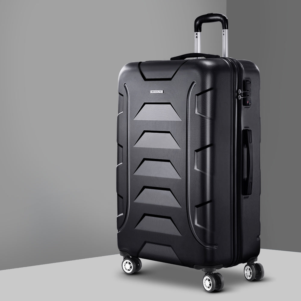 Suitcases: Wanderlite 28 Inch Luggage with TSA Lock Spinner Travel Suitcase Carry On Hard Shell Luggage Case Black