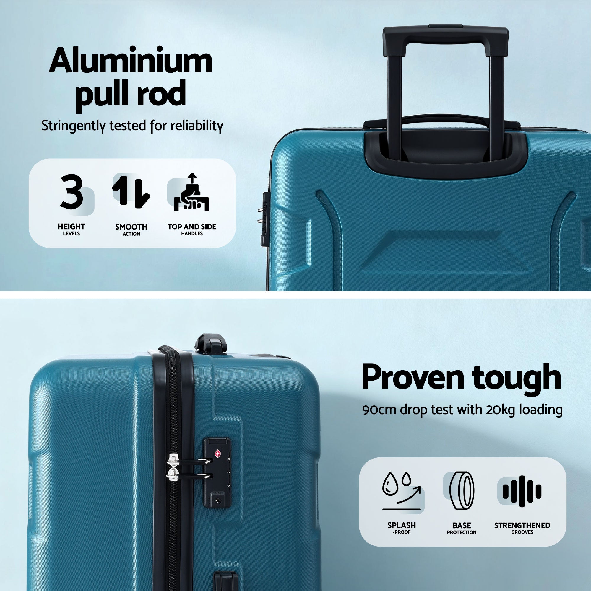 Suitcases: Wanderlite 28" Luggage Suitcase Trolley Travel TSA Lightweight Hard Case Teal