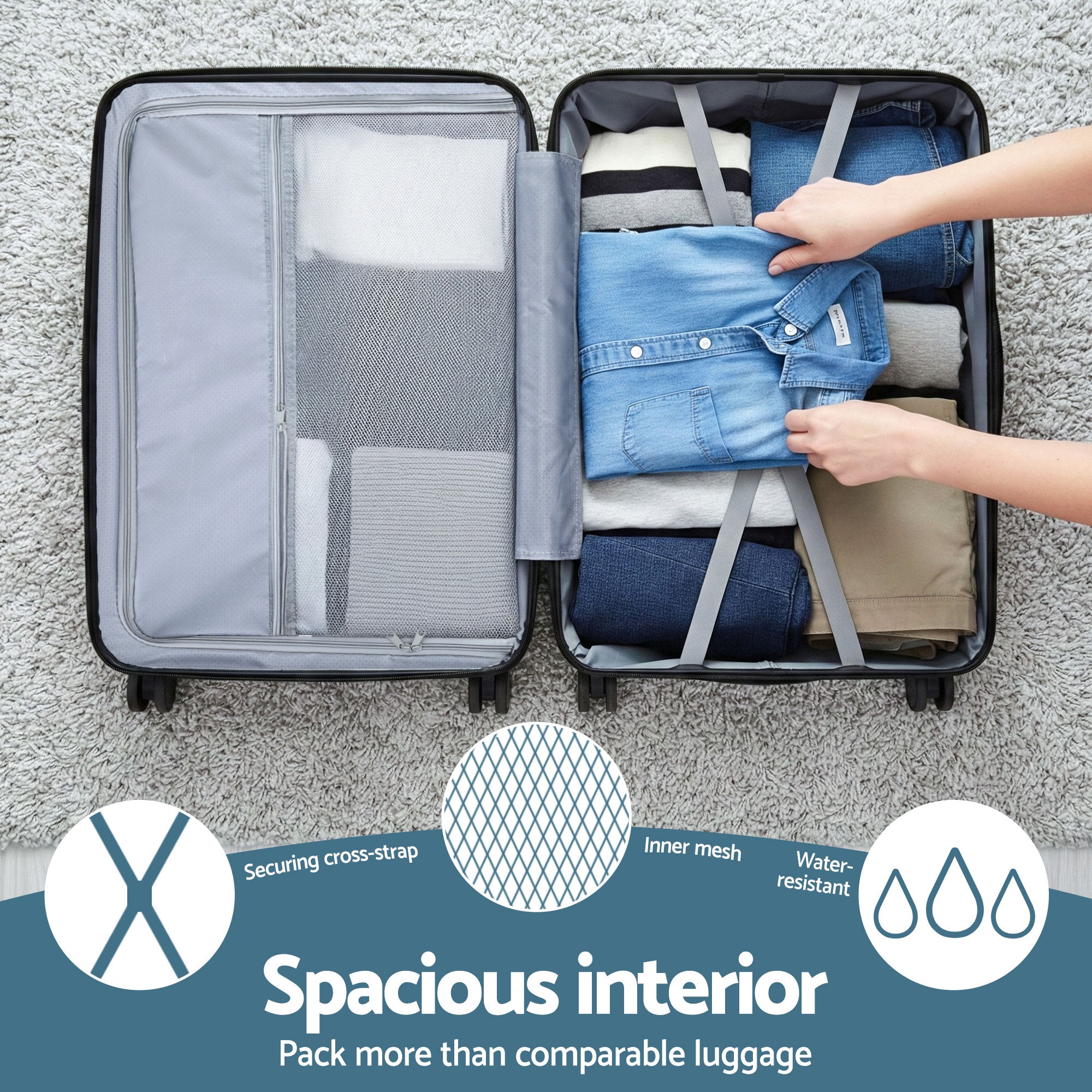 Suitcases: Wanderlite 28" Luggage Suitcase Trolley Travel TSA Lightweight Hard Case Teal