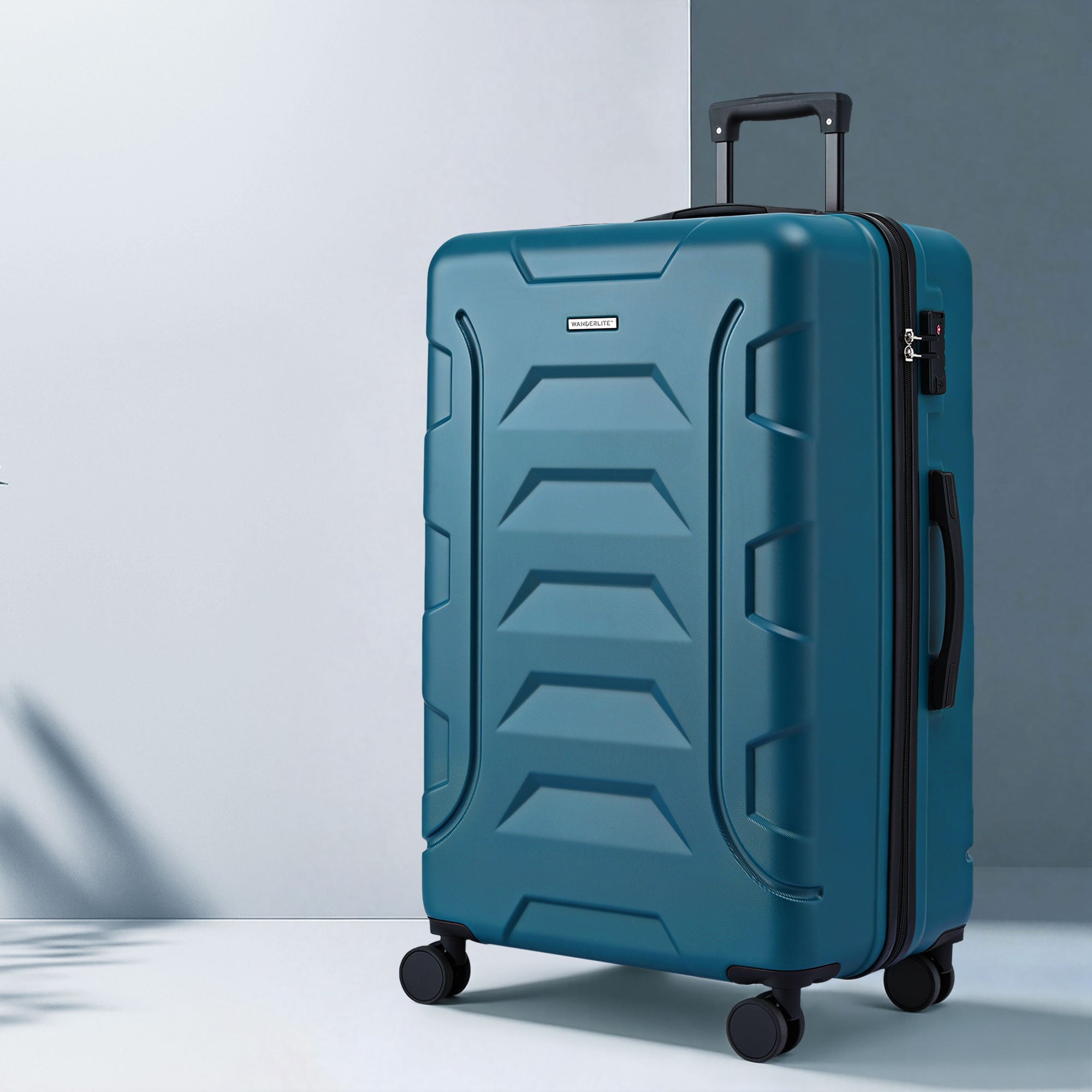 Suitcases: Wanderlite 28" Luggage Suitcase Trolley Travel TSA Lightweight Hard Case Teal