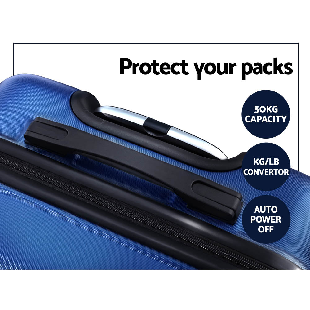 Suitcases: Wanderlite 2Set 20-28 Inch Luggage with TSA Lock Spinner Carry On Hard Shell Travel Suitcase Luggage Case Blue