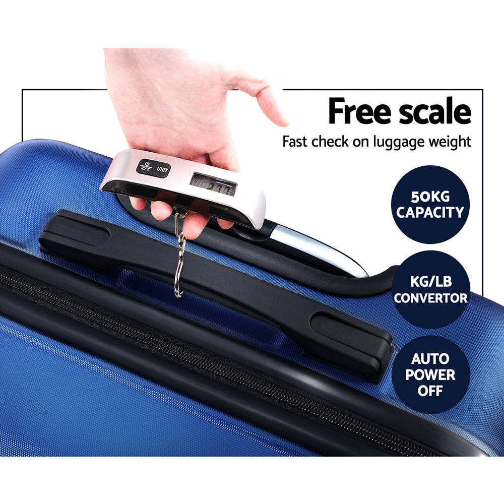 Suitcases: Wanderlite 2Set 20-28 Inch Luggage with TSA Lock Spinner Carry On Hard Shell Travel Suitcase Luggage Case Blue
