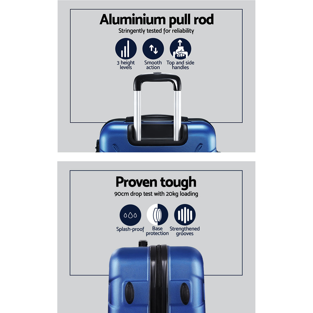 Suitcases: Wanderlite 3Set 20-24-28 Inch Luggage with TSA Lock Spinner Carry On Hard Shell Travel Suitcase Luggage Case Blue
