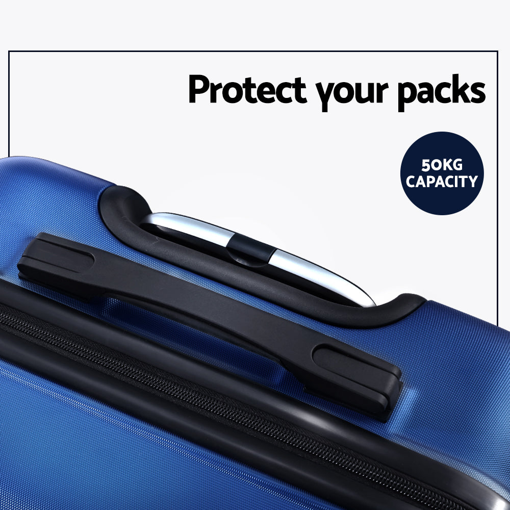 Suitcases: Wanderlite 3Set 20-24-28 Inch Luggage with TSA Lock Spinner Carry On Hard Shell Travel Suitcase Luggage Case Blue