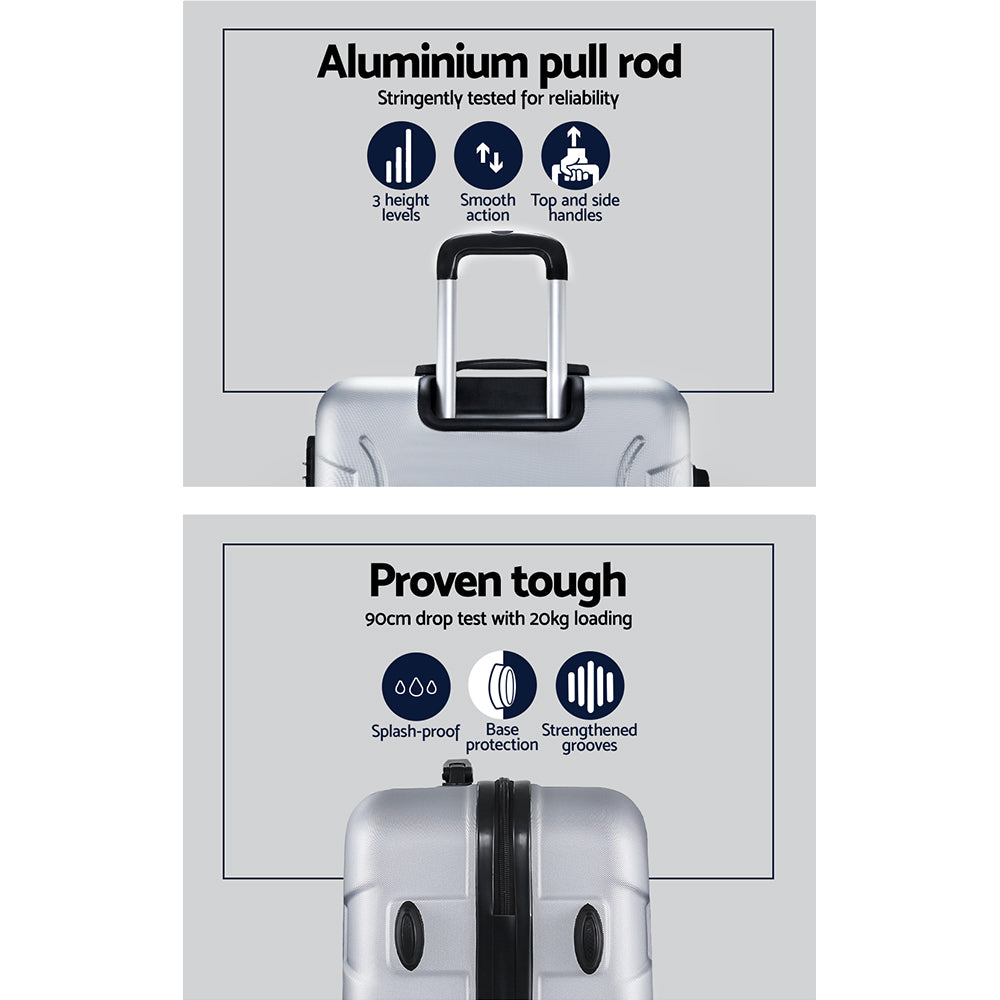 Suitcases: Wanderlite 3Set 20-24-28 Inch Luggage with TSA Lock Spinner Carry On Hard Shell Travel Suitcase Luggage Case Silver