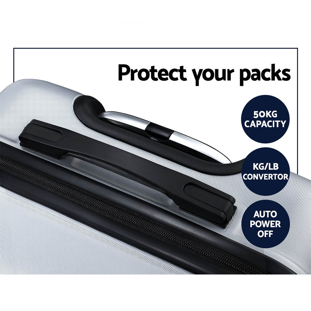 Suitcases: Wanderlite 3Set 20-24-28 Inch Luggage with TSA Lock Spinner Carry On Hard Shell Travel Suitcase Luggage Case Silver