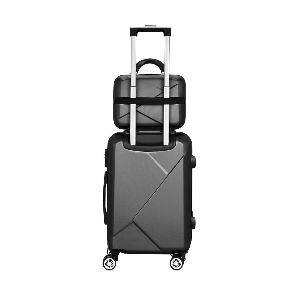 Suitcases: Wanderlite 2Set 20 Inch Luggage Case with 12 Inch Handheld Luggage Box Hard Shell Travel Suitcase TSA Lock Black