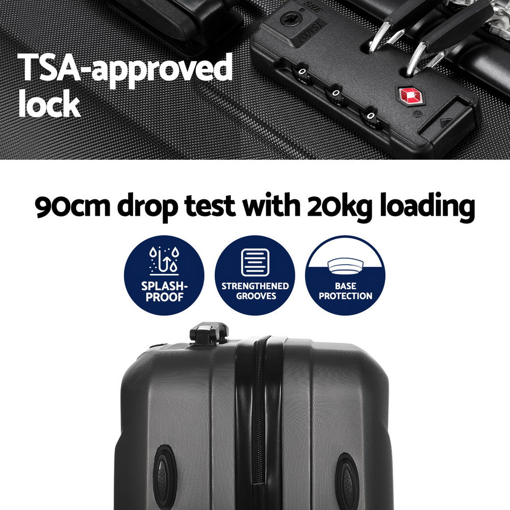 Suitcases: Wanderlite 2Set 20 Inch Luggage Case with 12 Inch Handheld Luggage Box Hard Shell Travel Suitcase TSA Lock Black