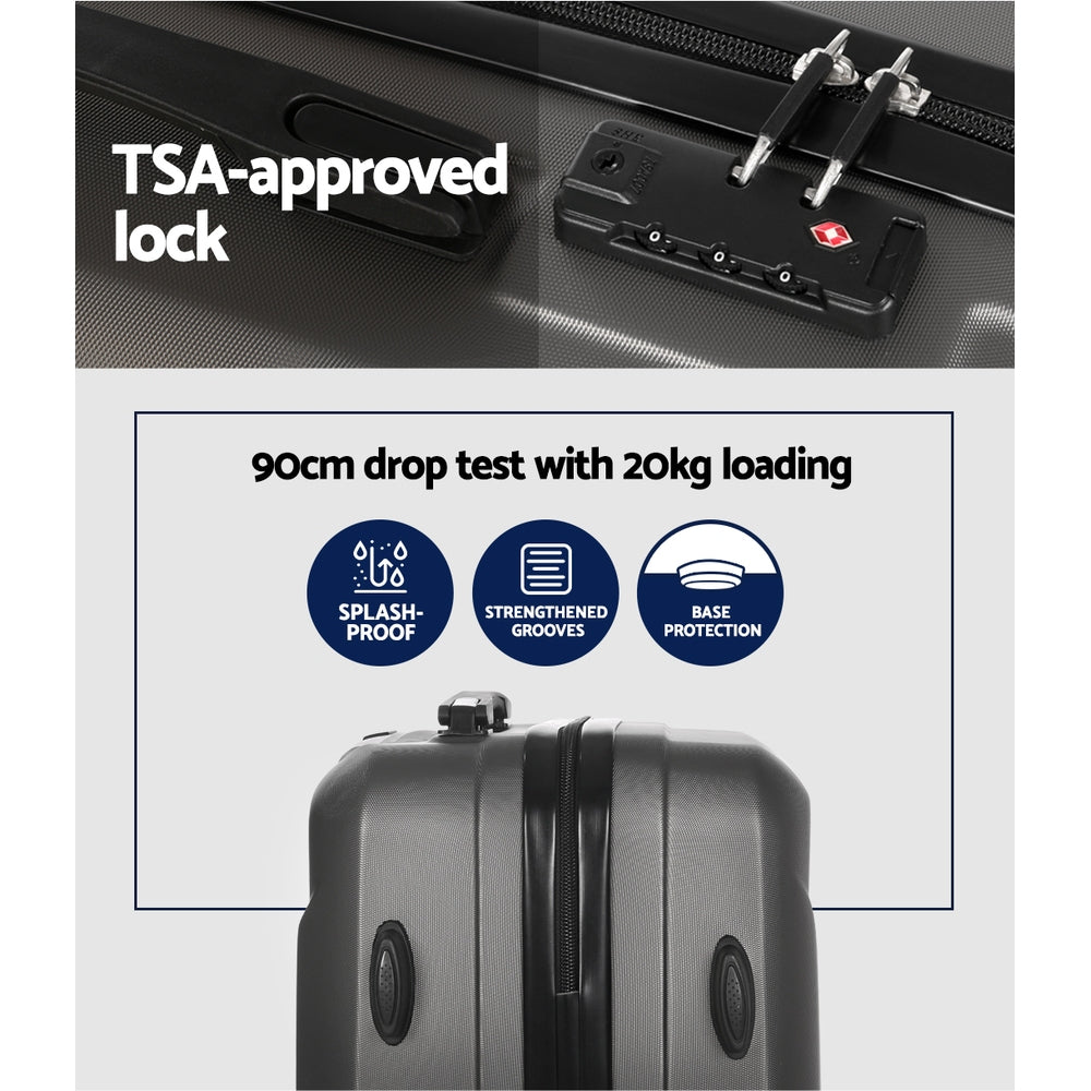 Suitcases: Wanderlite 2Set 20 Inch Luggage Case with 12 Inch Handheld Luggage Box Hard Shell Travel Suitcase TSA Lock Dark Grey