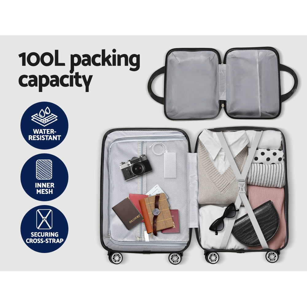 Suitcases: Wanderlite 2Set 20 Inch Luggage Case with 12 Inch Handheld Luggage Box Hard Shell Travel Suitcase TSA Lock Dark Grey