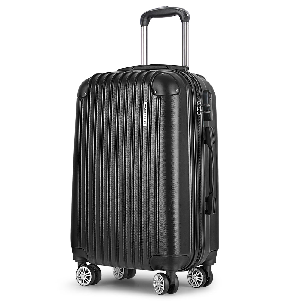 Suitcases: Wanderlite 20 Inch Luggage with Zipper Lock Carry On Hard Shell Travel Suitcase Luggage Case Black