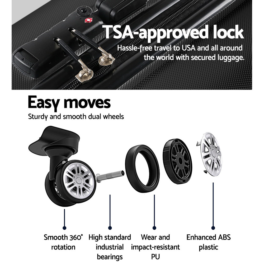 Suitcases: Wanderlite 24 Inch Luggage with TSA Lock Spinner Travel Suitcase Carry On Hard Shell Luggage Case Black