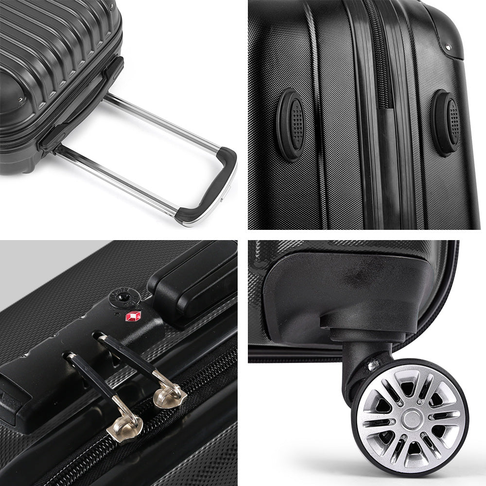 Suitcases: Wanderlite 24 Inch Luggage with TSA Lock Spinner Travel Suitcase Carry On Hard Shell Luggage Case Black