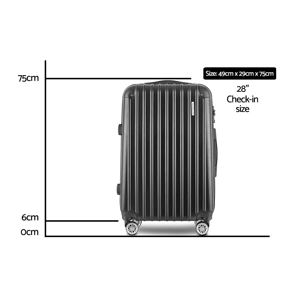 Suitcases: Wanderlite 28 Inch Luggage with TSA Lock Spinner Carry On Hard Shell Travel Suitcase Luggage Case Black