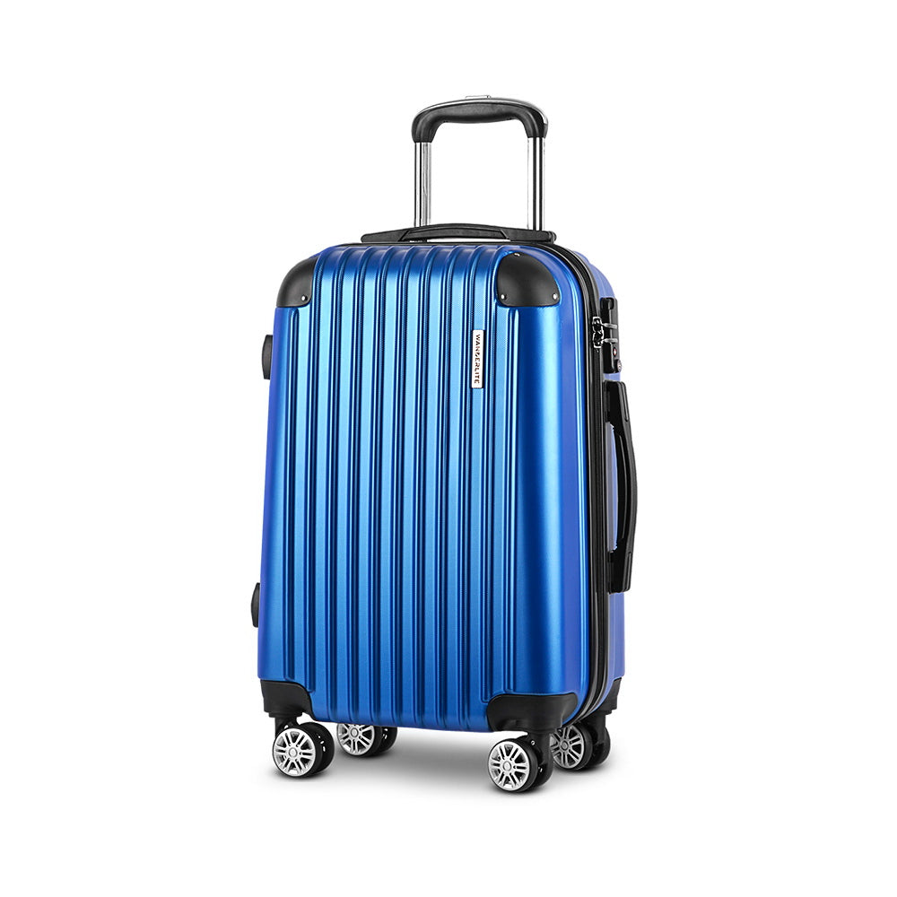 Suitcases: Wanderlite 28 Inch Luggage with TSA Lock Spinner Carry On Hard Shell Travel Suitcase Luggage Case Blue