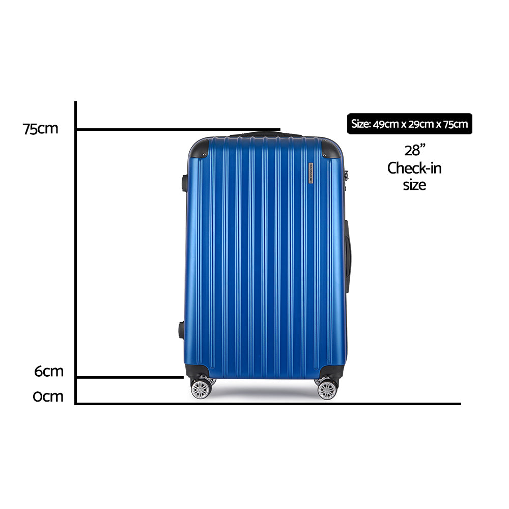 Suitcases: Wanderlite 28 Inch Luggage with TSA Lock Spinner Carry On Hard Shell Travel Suitcase Luggage Case Blue