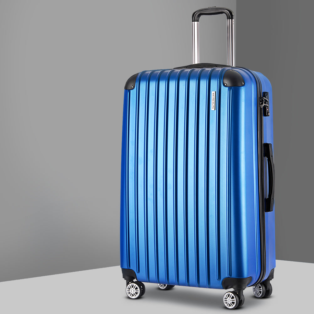 Suitcases: Wanderlite 28 Inch Luggage with TSA Lock Spinner Carry On Hard Shell Travel Suitcase Luggage Case Blue