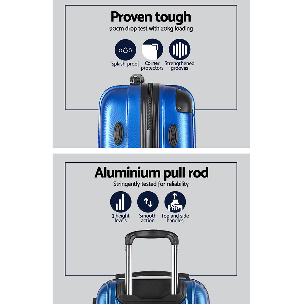 Suitcases: Wanderlite 20-28 Inch Luggage 2Set with TSA Lock Spinner Carry On Hard Shell Travel Suitcase Luggage Case Blue