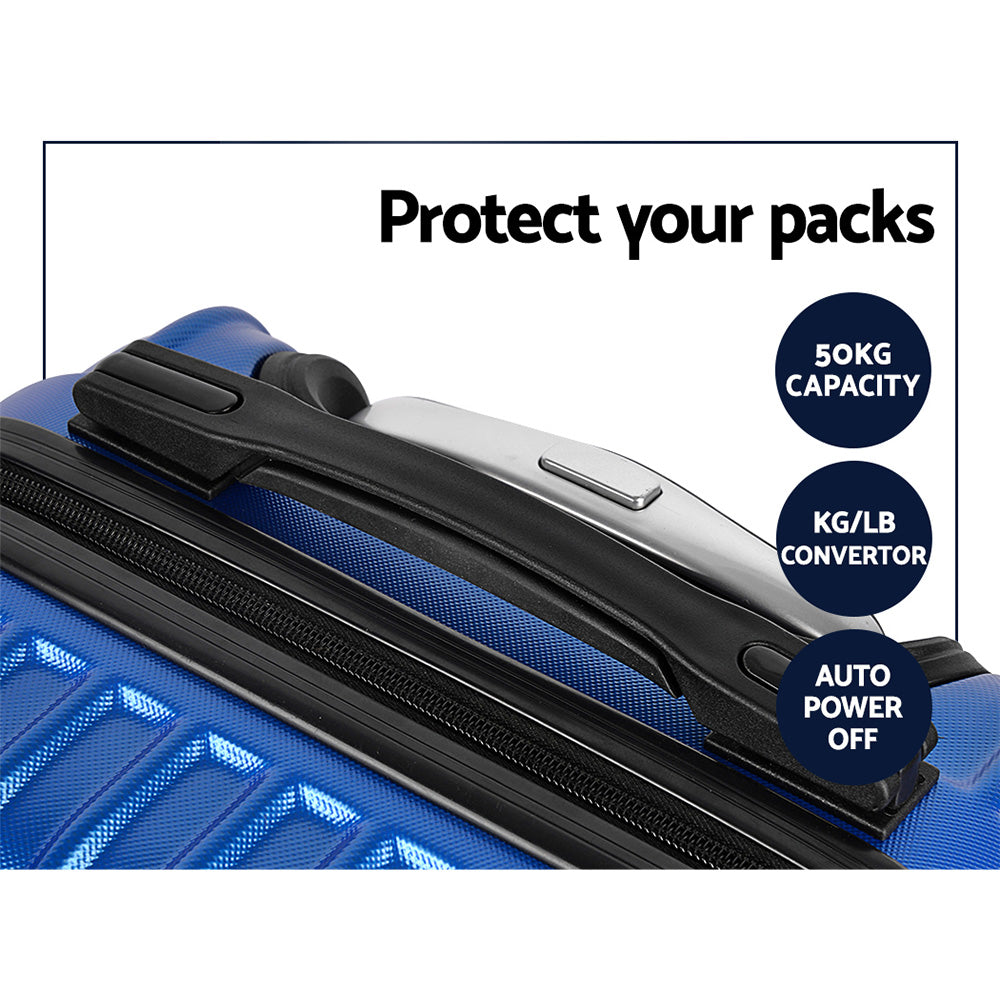 Suitcases: Wanderlite 20-28 Inch Luggage 2Set with TSA Lock Spinner Carry On Hard Shell Travel Suitcase Luggage Case Blue