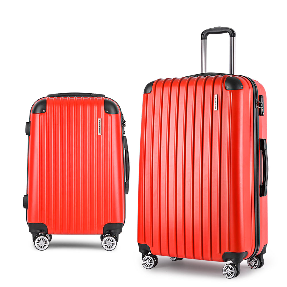 Suitcases: Wanderlite 20-28 Inch Luggage 2Set with TSA Lock Spinner Carry On Hard Shell Travel Suitcase Luggage Case Red