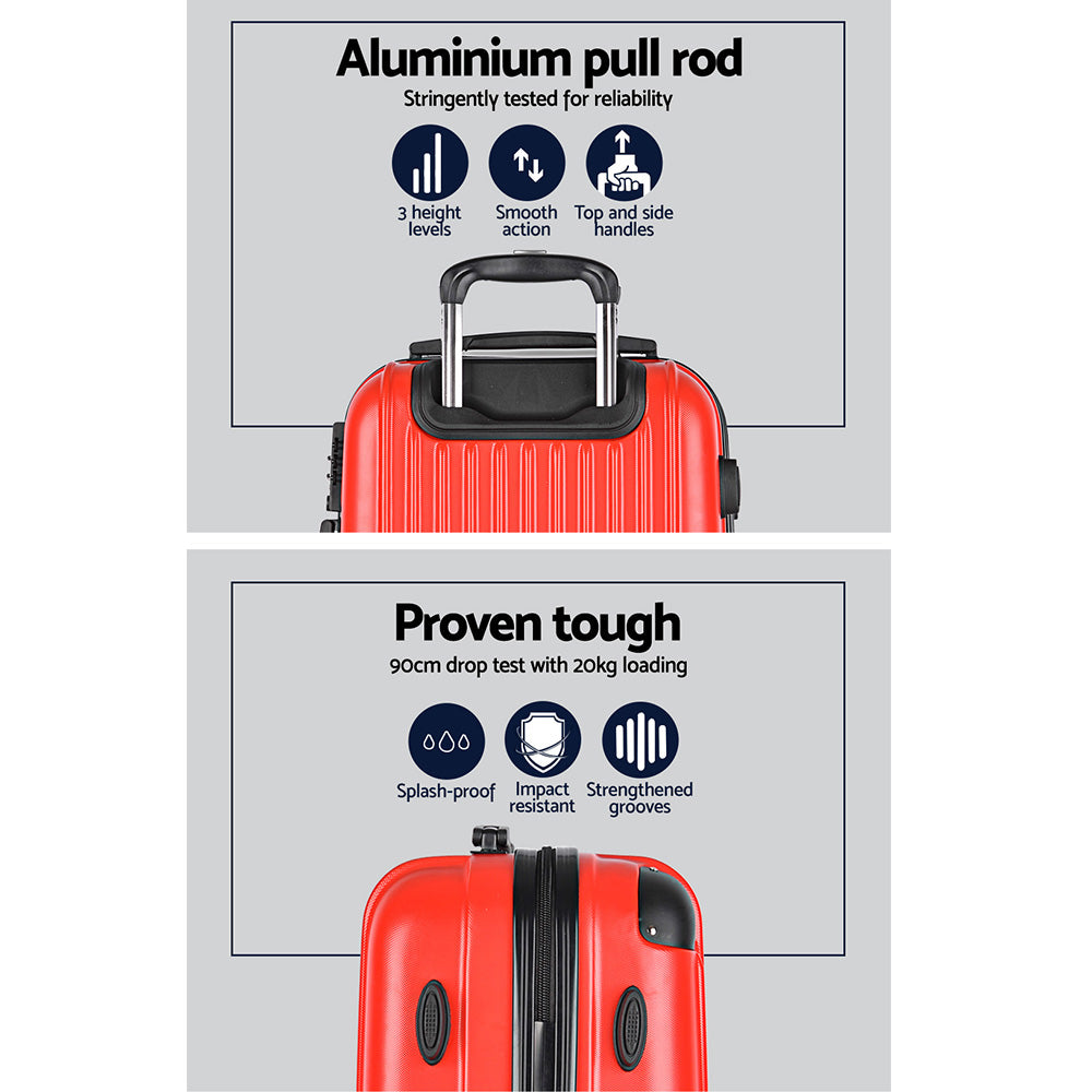 Suitcases: Wanderlite 20-28 Inch Luggage 2Set with TSA Lock Spinner Carry On Hard Shell Travel Suitcase Luggage Case Red