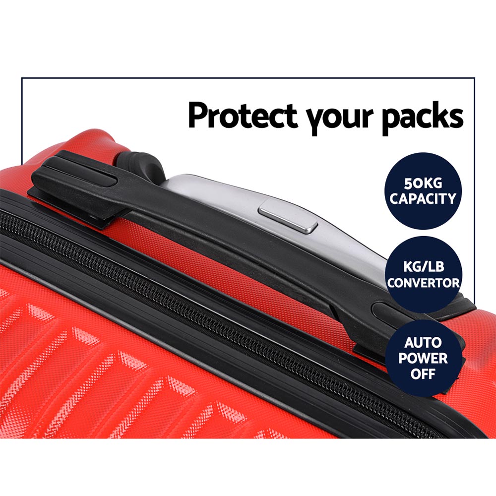 Suitcases: Wanderlite 20-28 Inch Luggage 2Set with TSA Lock Spinner Carry On Hard Shell Travel Suitcase Luggage Case Red