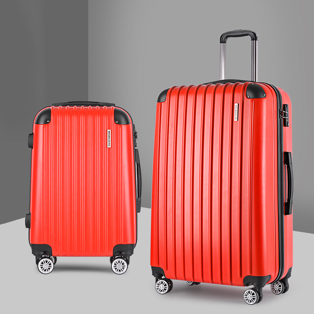 Suitcases: Wanderlite 20-28 Inch Luggage 2Set with TSA Lock Spinner Carry On Hard Shell Travel Suitcase Luggage Case Red