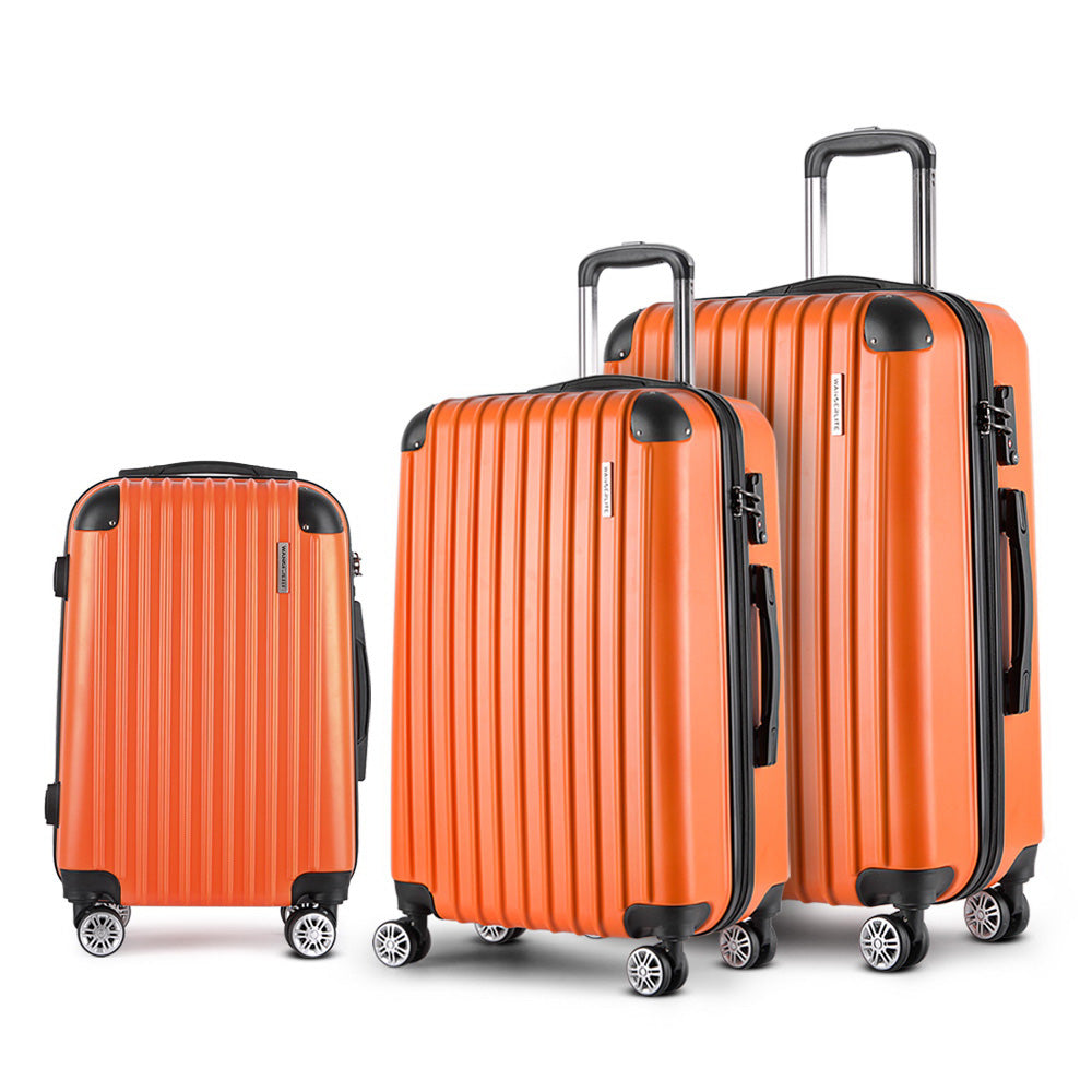 Suitcases: Wanderlite 20-24-28 Inch Luggage 3Set with TSA Lock Spinner Carry On Hard Shell Travel Suitcase Luggage Case Orange