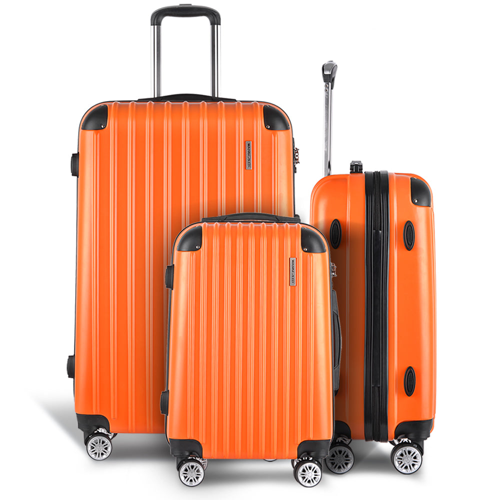 Suitcases: Wanderlite 20-24-28 Inch Luggage 3Set with TSA Lock Spinner Carry On Hard Shell Travel Suitcase Luggage Case Orange