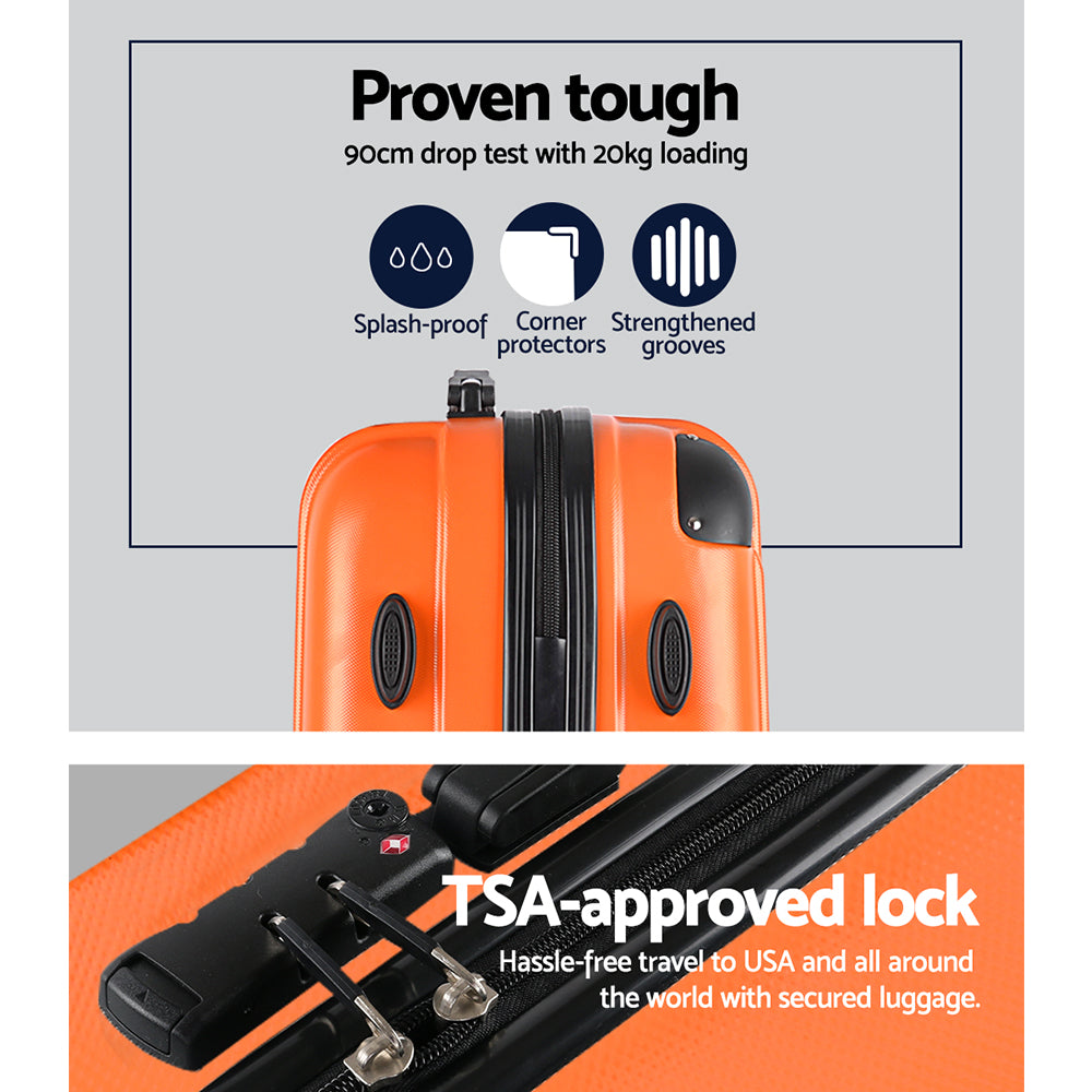 Suitcases: Wanderlite 20-24-28 Inch Luggage 3Set with TSA Lock Spinner Carry On Hard Shell Travel Suitcase Luggage Case Orange