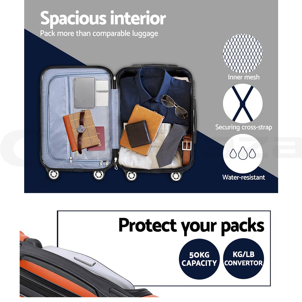 Suitcases: Wanderlite 20-24-28 Inch Luggage 3Set with TSA Lock Spinner Carry On Hard Shell Travel Suitcase Luggage Case Orange
