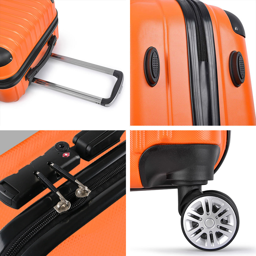 Suitcases: Wanderlite 20-24-28 Inch Luggage 3Set with TSA Lock Spinner Carry On Hard Shell Travel Suitcase Luggage Case Orange