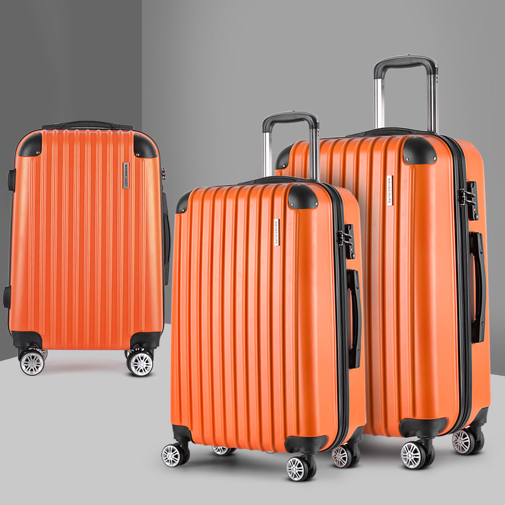 Suitcases: Wanderlite 20-24-28 Inch Luggage 3Set with TSA Lock Spinner Carry On Hard Shell Travel Suitcase Luggage Case Orange
