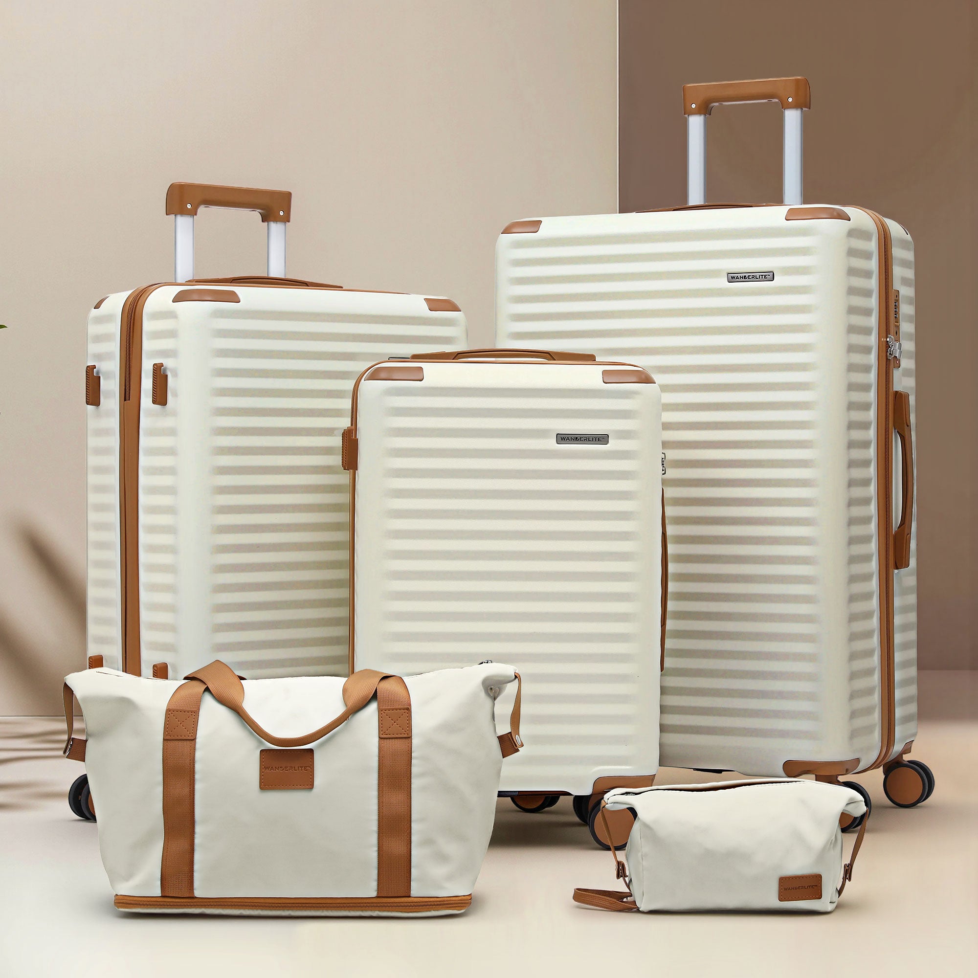 Suitcases: Wanderlite 5pcs Luggage Suitcase Set Trolley Travel TSA Lightweight Hard Case
