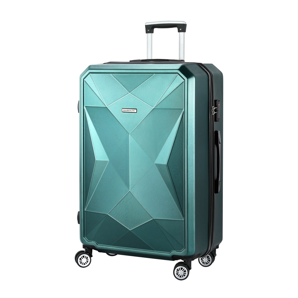 Suitcases: Wanderlite 28-inch Luggage Set with TSA Lock�ABS Hard Shell Travel Suitcase Organiser Luggage Case Atrovirens