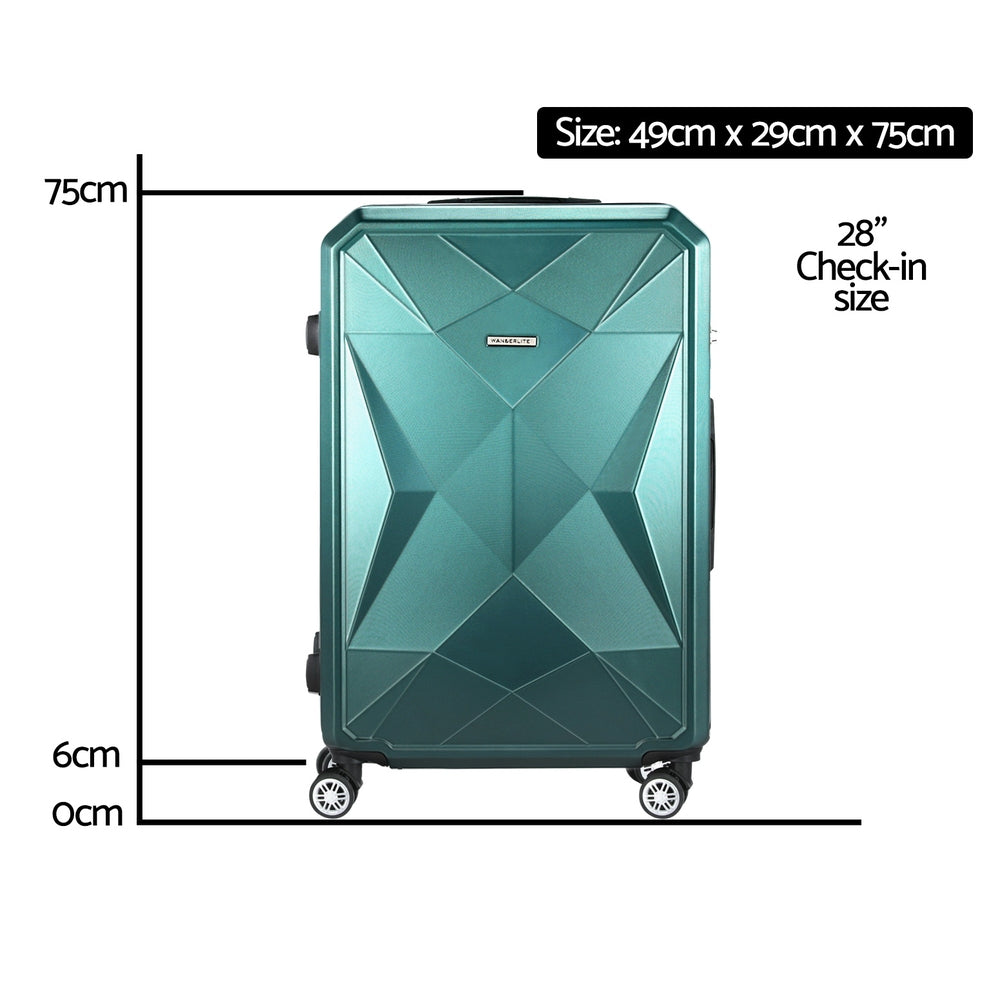 Suitcases: Wanderlite 28-inch Luggage Set with TSA Lock�ABS Hard Shell Travel Suitcase Organiser Luggage Case Atrovirens