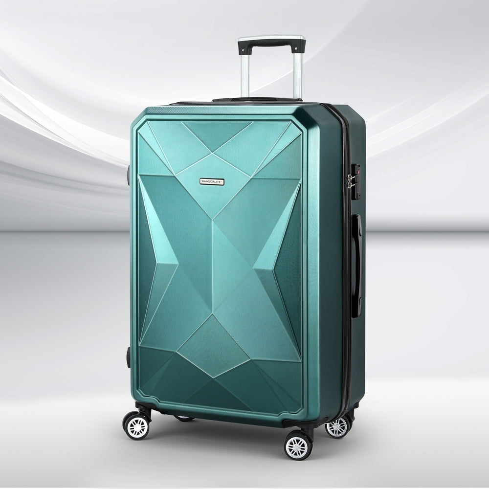 Suitcases: Wanderlite 28-inch Luggage Set with TSA Lock�ABS Hard Shell Travel Suitcase Organiser Luggage Case Atrovirens