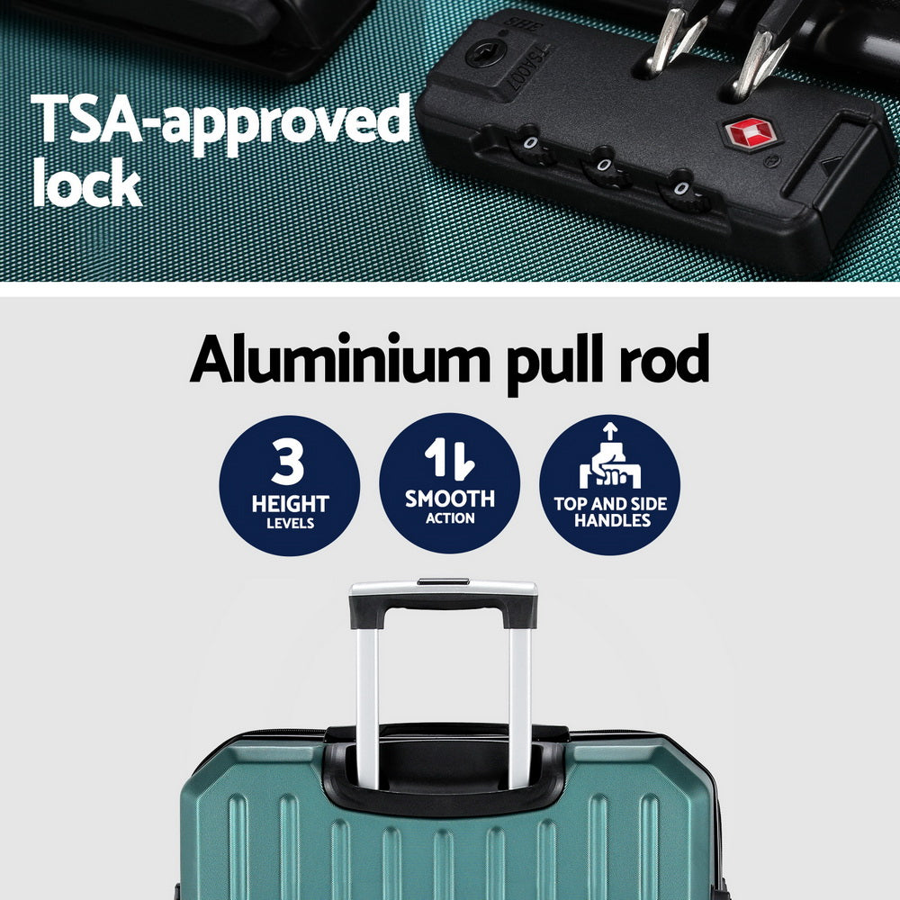 Suitcases: Wanderlite 28-inch Luggage Set with TSA Lock�ABS Hard Shell Travel Suitcase Organiser Luggage Case Atrovirens