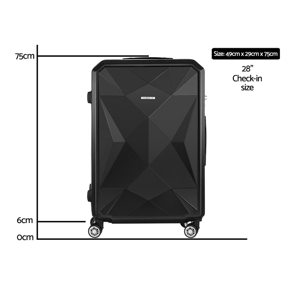Suitcases: Wanderlite 28-inch Luggage Set with TSA Lock�ABS Hard Shell Travel Suitcase Organiser Luggage Case Black