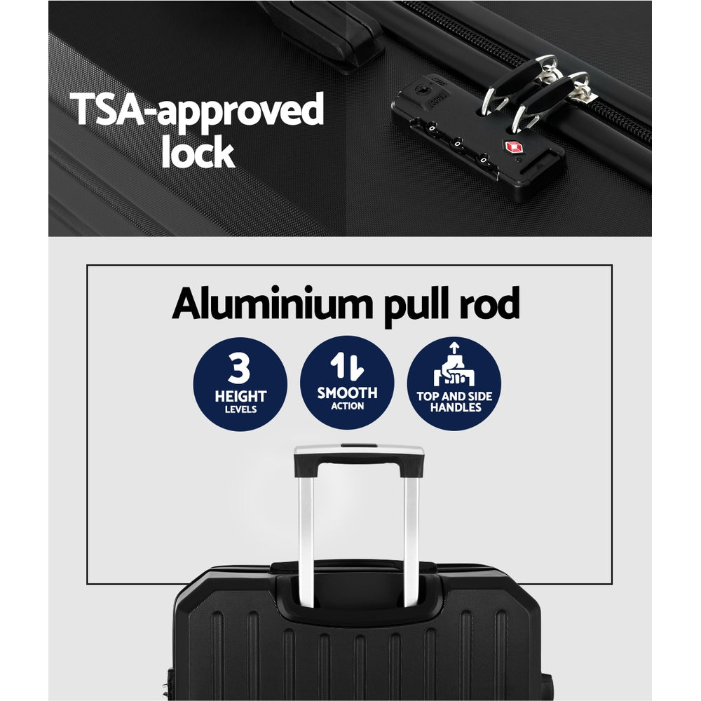 Suitcases: Wanderlite 28-inch Luggage Set with TSA Lock�ABS Hard Shell Travel Suitcase Organiser Luggage Case Black