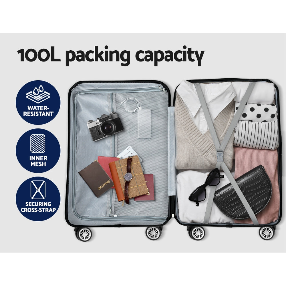 Suitcases: Wanderlite 28-inch Luggage Set with TSA Lock�ABS Hard Shell Travel Suitcase Organiser Luggage Case Black