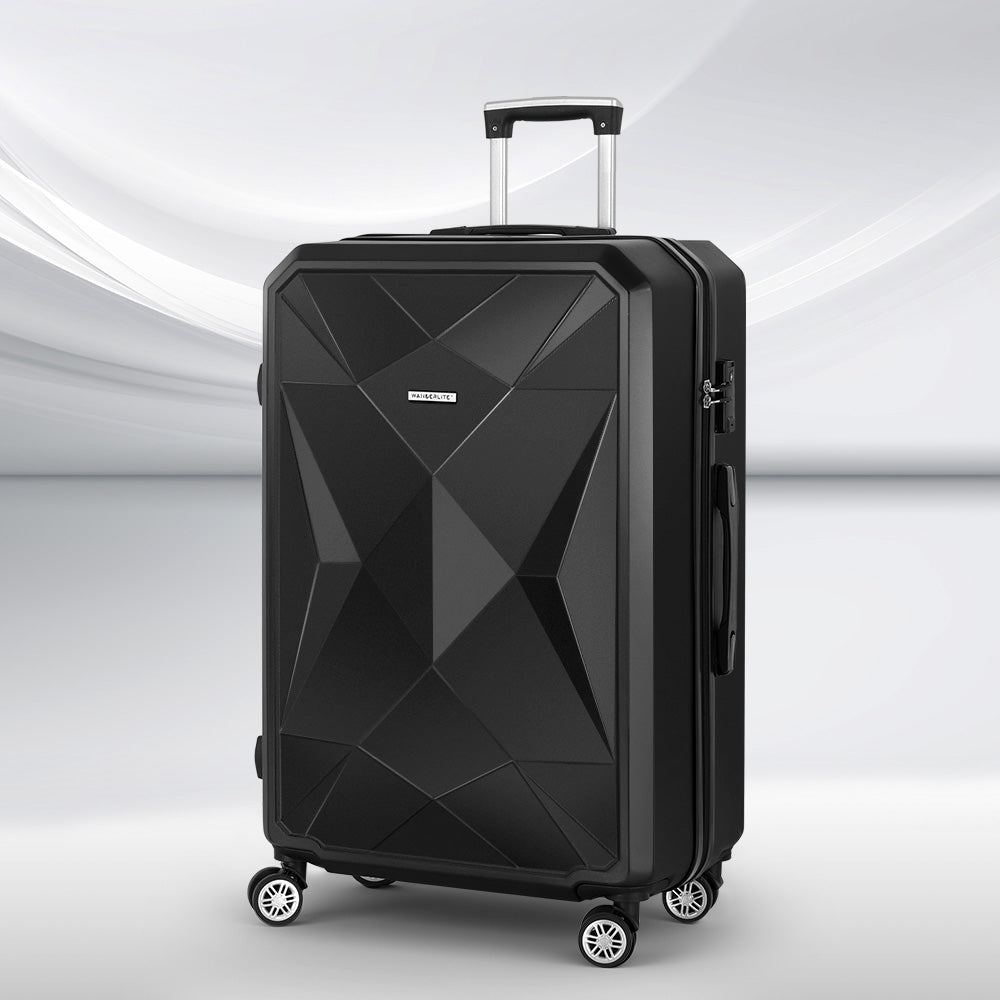 Suitcases: Wanderlite 28-inch Luggage Set with TSA Lock�ABS Hard Shell Travel Suitcase Organiser Luggage Case Black