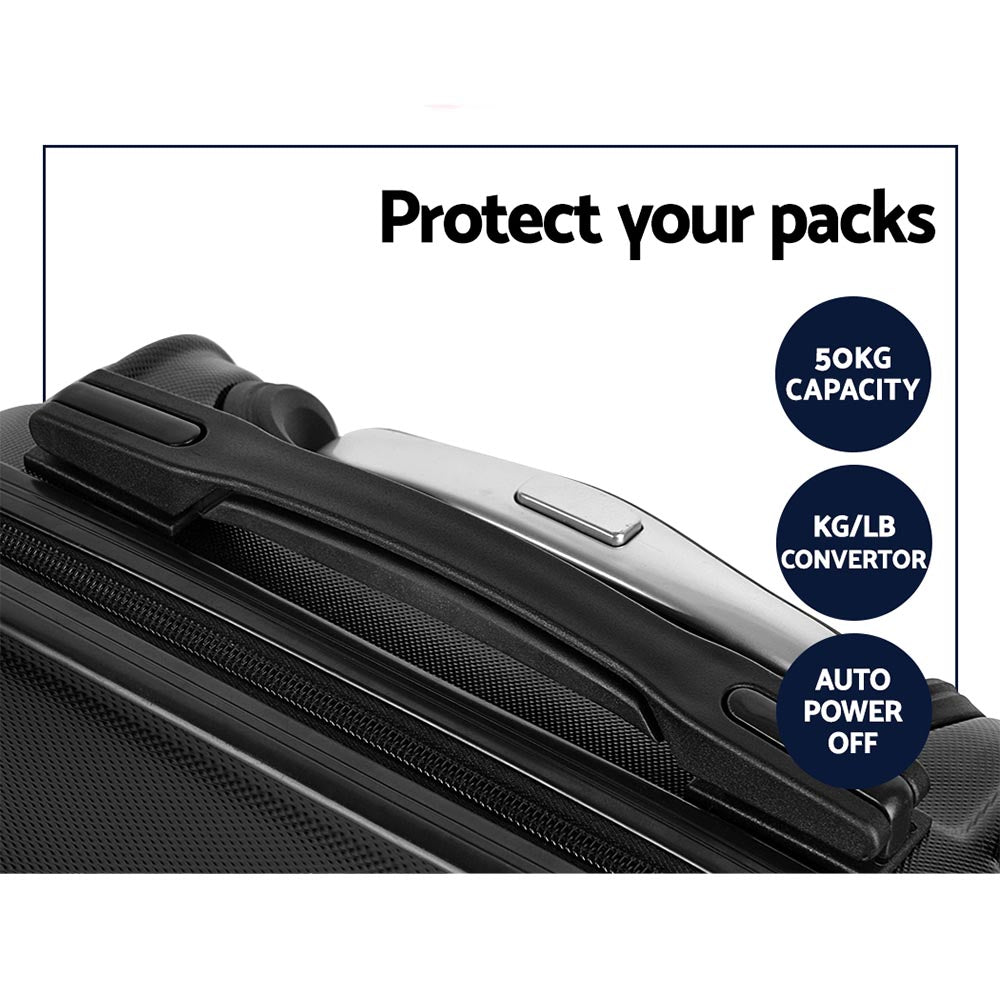 Suitcases: Wanderlite 2Set 20-28 Inch Luggage with TSA Lock Spinner Travel Suitcase Carry On Hard Shell Luggage Case Black