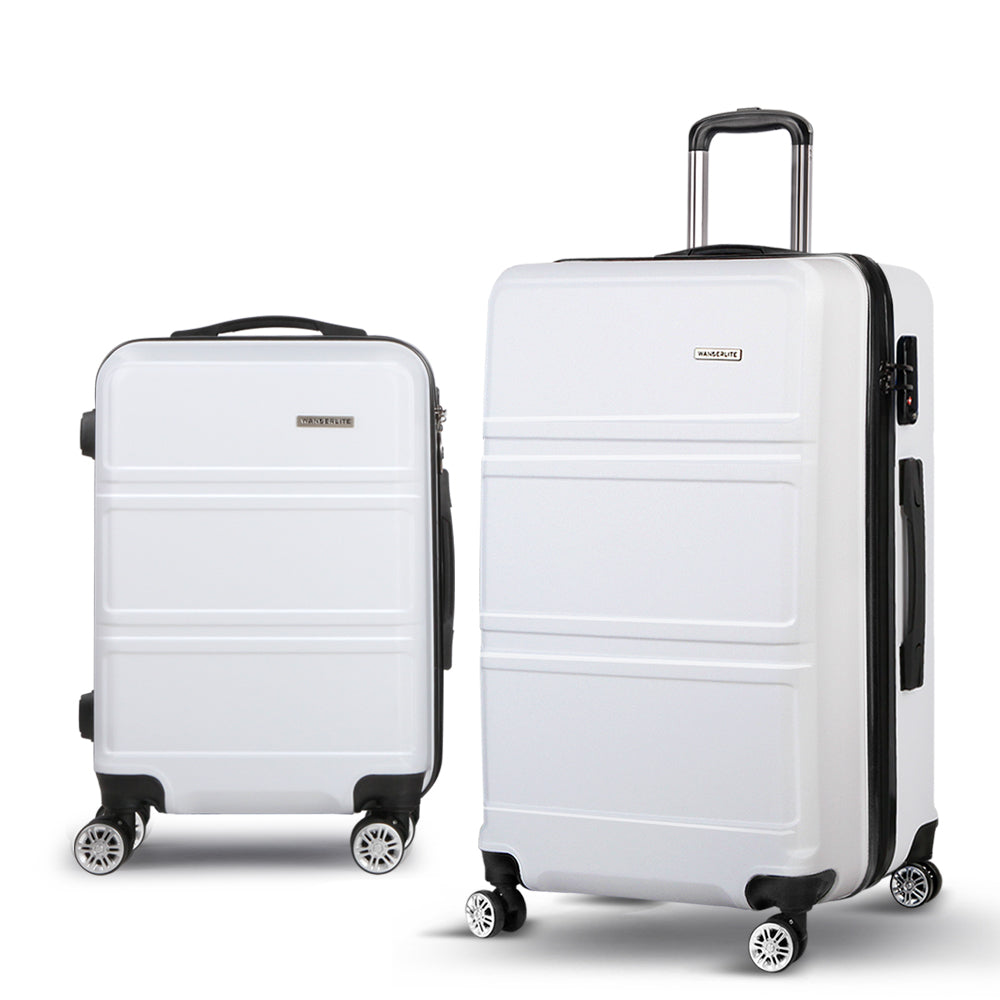Suitcases: Wanderlite 20" 28" Luggage with TSA Lock Spinner Travel Suitcase Carry On Hard Shell Luggage Case White