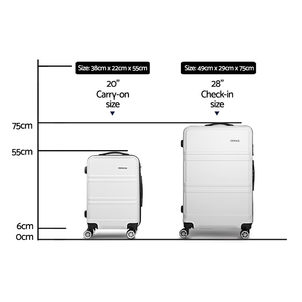 Suitcases: Wanderlite 20" 28" Luggage with TSA Lock Spinner Travel Suitcase Carry On Hard Shell Luggage Case White
