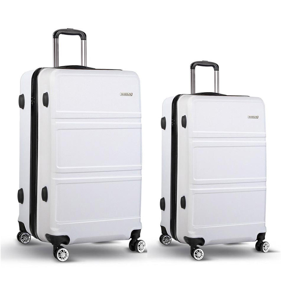 Suitcases: Wanderlite 20" 28" Luggage with TSA Lock Spinner Travel Suitcase Carry On Hard Shell Luggage Case White