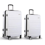 Wanderlite 2pc Luggage Trolley Set Suitcase Travel TSA Carry On Hard Case Lightweight White