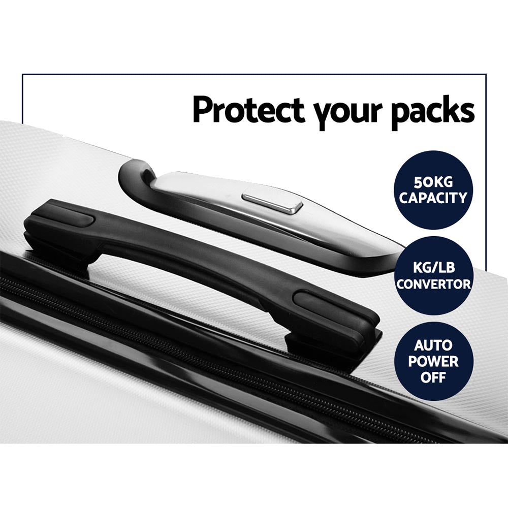 Suitcases: Wanderlite 20" 28" Luggage with TSA Lock Spinner Travel Suitcase Carry On Hard Shell Luggage Case White