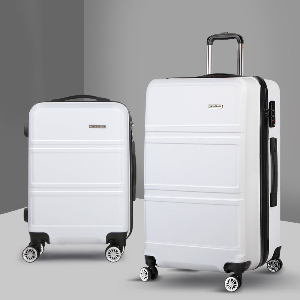 Suitcases: Wanderlite 20" 28" Luggage with TSA Lock Spinner Travel Suitcase Carry On Hard Shell Luggage Case White