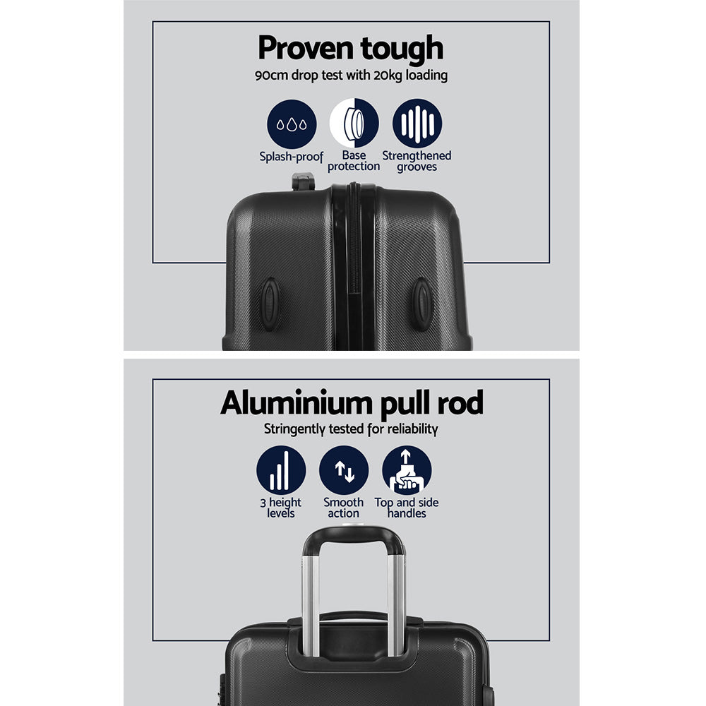 Suitcases: Wanderlite 3Set 20-24-28 Inch Luggage with TSA Lock Spinner Travel Suitcase Carry On Hard Shell Luggage Case Black